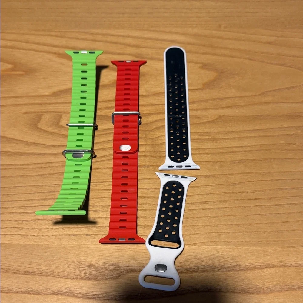 Vibrant Smartwatch Band Trio - White, Green, and Orange